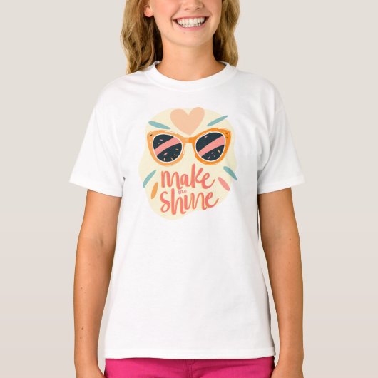 Make Me Shine Quote Cute Retro Sunglasses Tシャツ (正面)