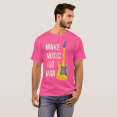 Make Music Not Warヴィンテージギター愛好家Peace Ma Tシャツ (正面フル)