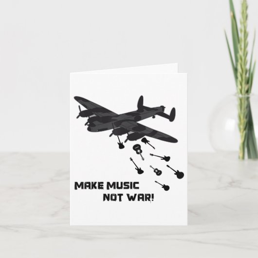Make Music Not War Airplane Guitar Love Peace Pac カード (正面)