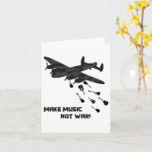 Make Music Not War Airplane Guitar Love Peace Pac カード (黄色い花)