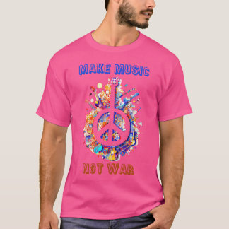 Make Music Not War Music Lovers Hippie Peace vinta Tシャツ
