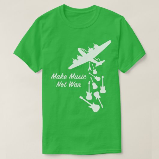 Make Music not War Peace War Guitar Music Tシャツ (デザイン正面)