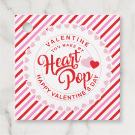 Make My Heart Pop Valentine Pink and Red Stripe フェイバータグ