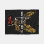 Make No Peace With Evil Archangel Michael Design  フリースブランケット (正面(横))