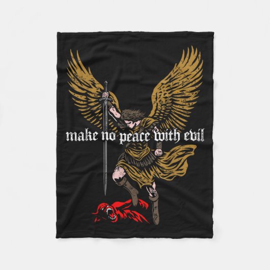 Make No Peace With Evil Archangel Michael Design  フリースブランケット (正面)