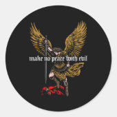 Make No Peace With Evil Archangel Michael Design ラウンドシール (正面)