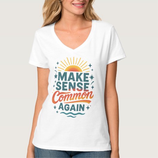 Make Sense Common Againレトロデザイン Tシャツ (正面)
