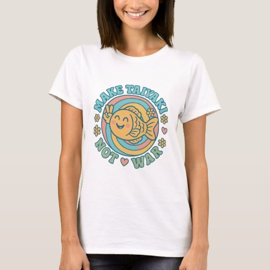 Make Taiyaki, Not War – Retro Peace Taiyaki Tee Tシャツ (正面)