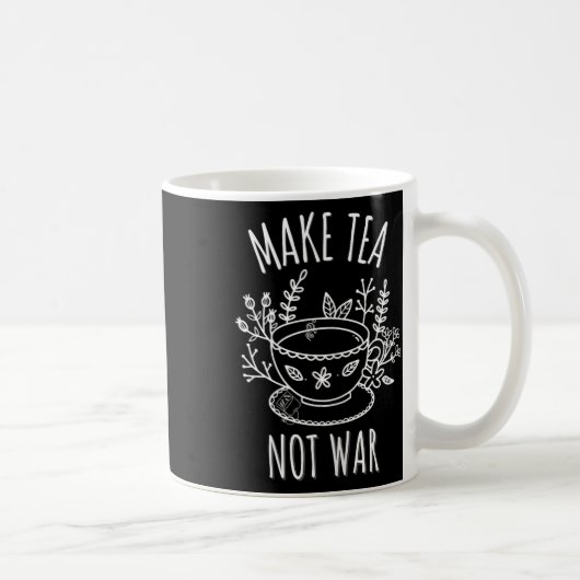 Make Tea Not War Doodle Art Tea Drinker引用文 コーヒーマグカップ (右)