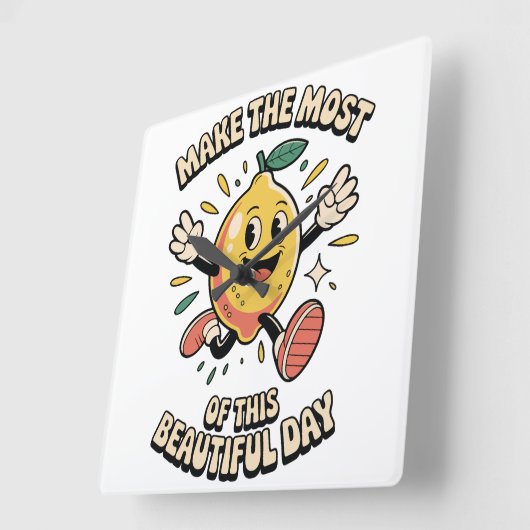 Make the Most – Lemon Wall Clock スクエア壁時計 (傾斜)