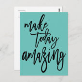Make Today感動的 Amazing Scriptティール(緑がかった色) ポストカード (正面/裏面)