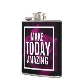 Make Today驚くべき引用文 – 紫のバラの写真 フラスク (左)