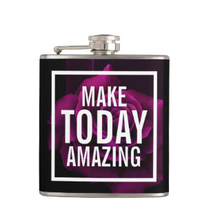 Make Today驚くべき引用文 – 紫のバラの写真 フラスク