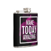 Make Today驚くべき引用文 – 紫のバラの写真 フラスク (右)