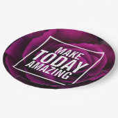 Make Today驚くべき引用文 – 紫のバラの写真 ペーパープレート (アングル)