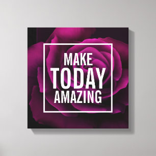 Make Today驚くべき文字 – 紫のバラ写真 キャンバスプリント