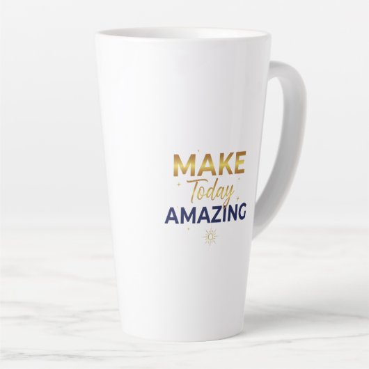 Make Today Amazing Gold Navy Sun Design カフェラテマグ (右アングル)