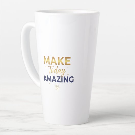 Make Today Amazing Gold Navy Sun Design カフェラテマグ (左アングル)