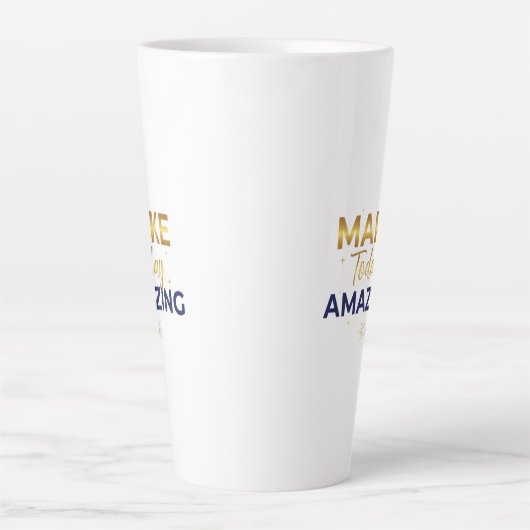Make Today Amazing Gold Navy Sun Design カフェラテマグ (正面)