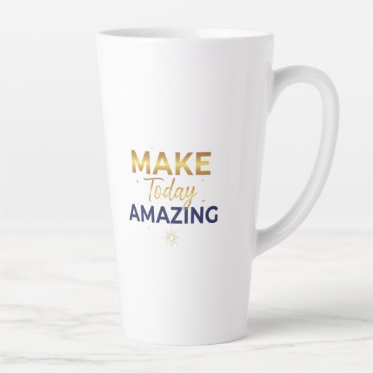 Make Today Amazing Gold Navy Sun Design カフェラテマグ (右)