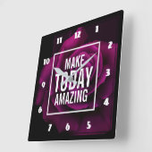 Make today Amazing Purpleバラ感動的 スクエア壁時計 (傾斜)