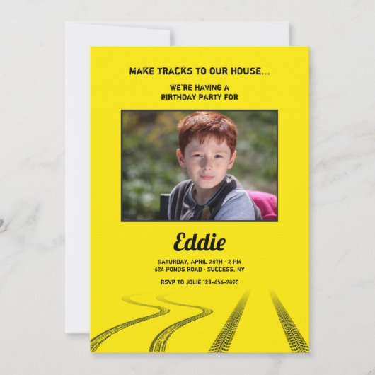 Make Tracksフォト誕生日パーティー 招待状 (正面)
