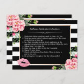 Make Up Lipsの指示のヒント |ピンクフローラストライプ ポストカード (正面/裏面)