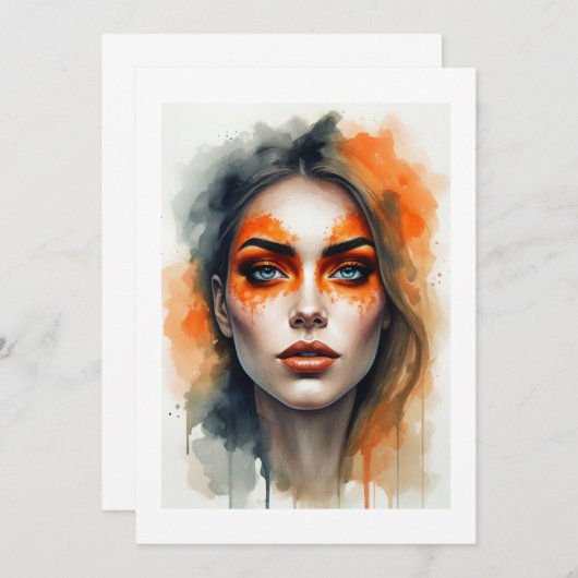 make up orange 招待状 (正面/裏面)