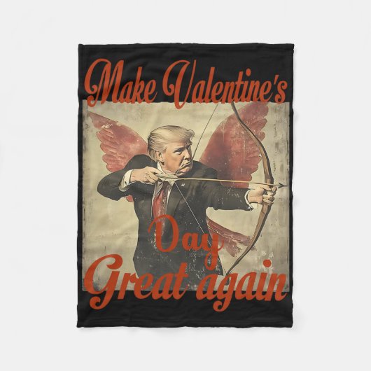Make Valentine's Day Great Again Funny Trump Valen フリースブランケット (正面)
