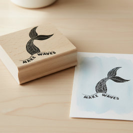 Make Waves Mermaid Tail Inspirational Art Stamp ラバースタンプ