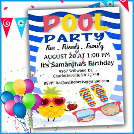 Make Waves Poolパーティー誕生日招待状 招待状
