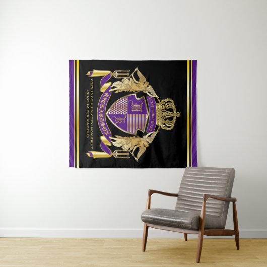 Make Your Coat of Arms金ゴールドエンジェルパープルエンブレム タペストリー (インサイチュ(横))