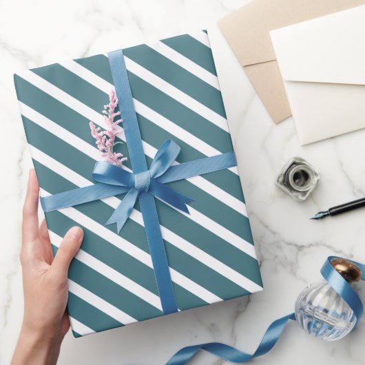 Make Your Gift Graceful in Teal Blue & White ラッピングペーパー (ギフト)
