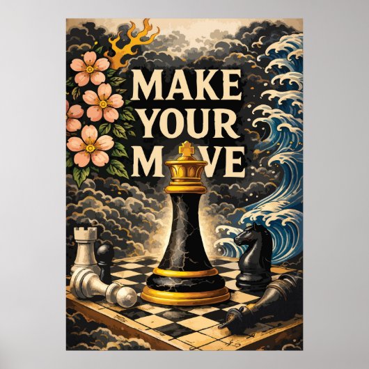 Make Your Move, Chessboard, Success Motivational ポスター (正面)