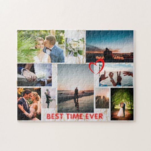 Make Your Own Custom Name LOVE Family Pics Collage ジグソーパズル (横)