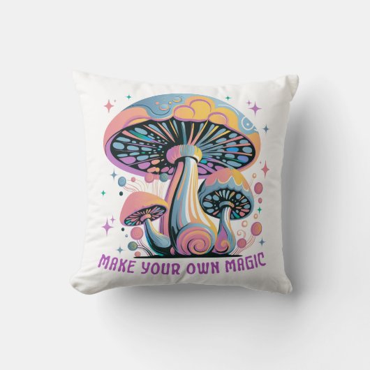 Make Your Own Magic. Colorful Mushrooms クッション (正面)