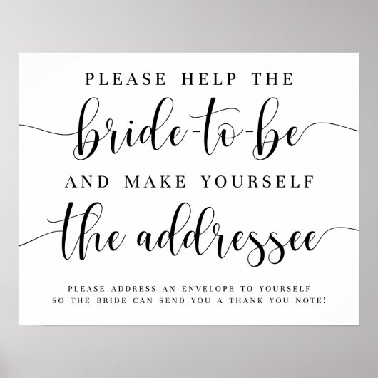 Make Yourself The Addressee Bridal Shower Sign ポスター (正面)