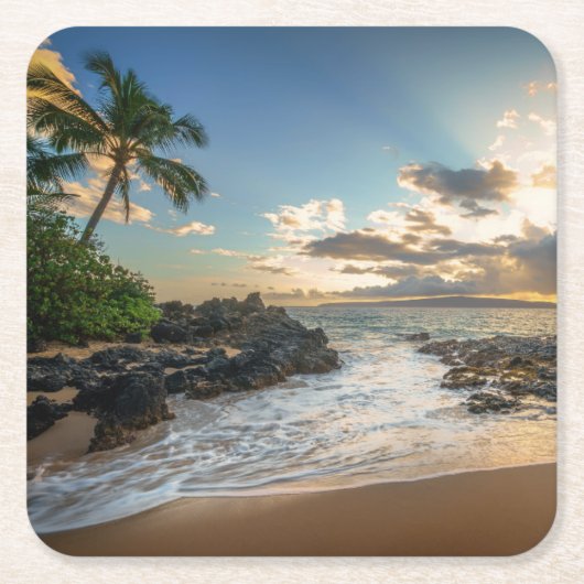 Makenaのビーチ| Makenaの入江 スクエアペーパーコースター (正面)