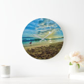 Makena Dreaming - Big Beach Maui Sunset ラージ壁時計 (ホーム)