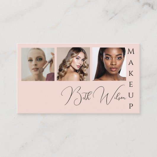 Makeup 3 photo, Pink & Black Business  名刺 (正面)