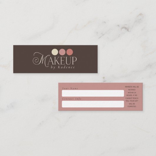 Makeup Artist Business Logo Raffle Ticket スキニー名刺 (正面/裏面)