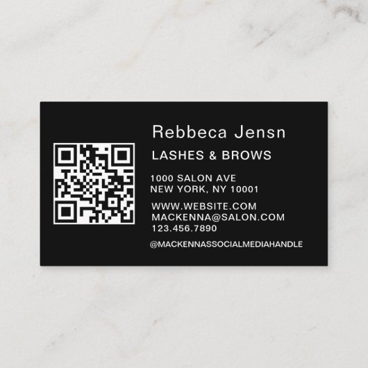 Makeup Artist Eyelash Lashes Black & White script  名刺 (裏面)