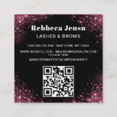 Makeup Artist Eyelash Lashes Pink Glitter script  スクエア名刺 (裏面)