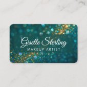 Makeup Artist Green Gold QR Code Professional 名刺 (正面)