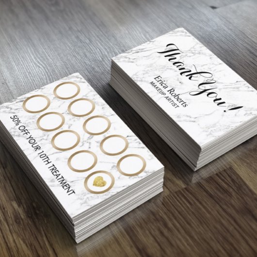 Makeup Artist Hair Salon Modern Marble Loyalty ロイヤリティカード