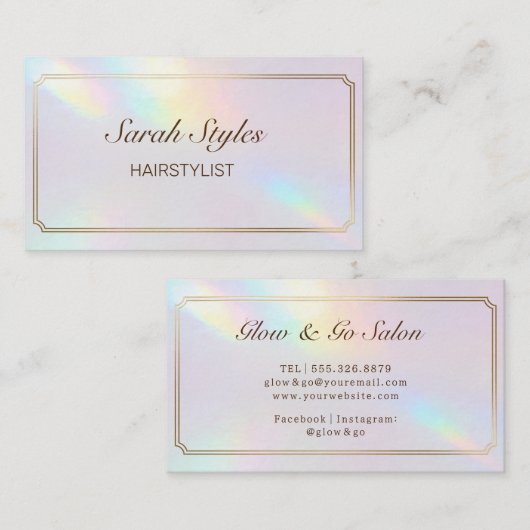Makeup Artist Hair Stylist Opal Holographic  名刺 (正面/裏面)