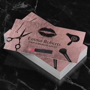 Makeup Artist Hair Stylist Salon Modern Rose Gold 名刺