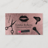 Makeup Artist Hair Stylist Salon Modern Rose Gold 名刺 (正面)