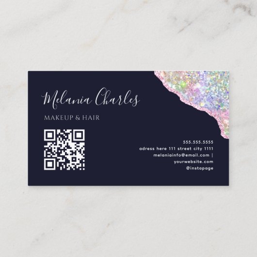 Makeup Artist Holographic Glitter Iridescent Agate 名刺 (裏面)