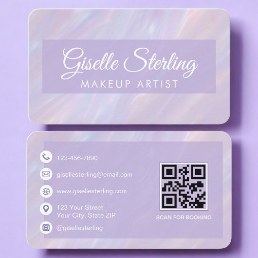 Makeup Artist Iridescent QR Code Professional 名刺